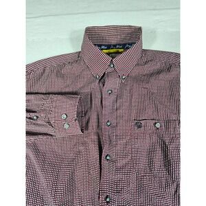 Wrangler George Strait Cowboy Cut Shirt Mens XL Burgundy Geometric Button Down